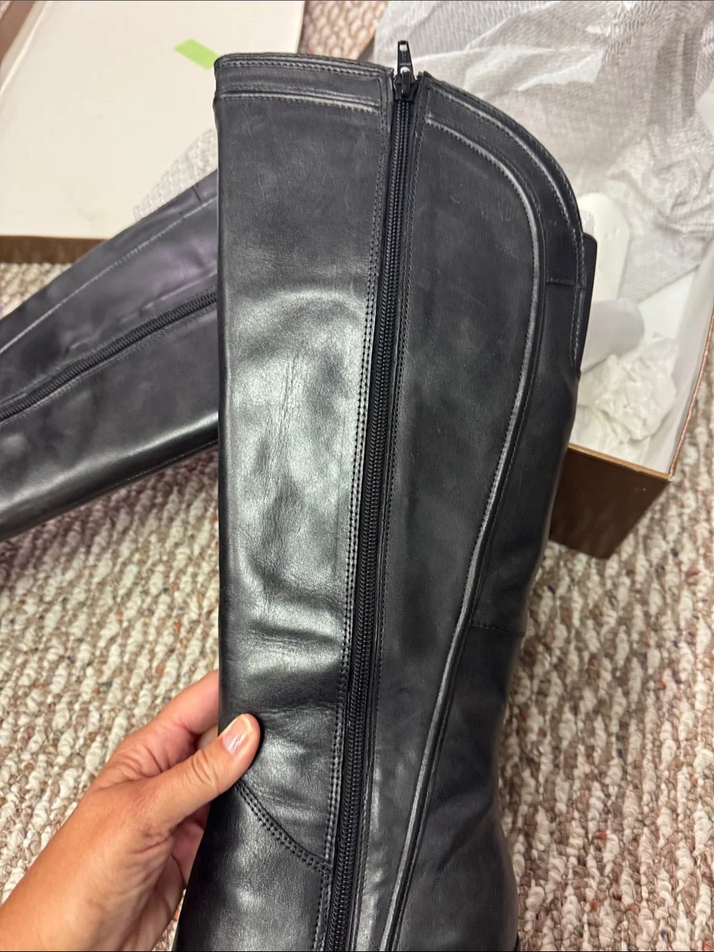NWOT Audrey Brooke Black Over-the-Knee Leather Boots